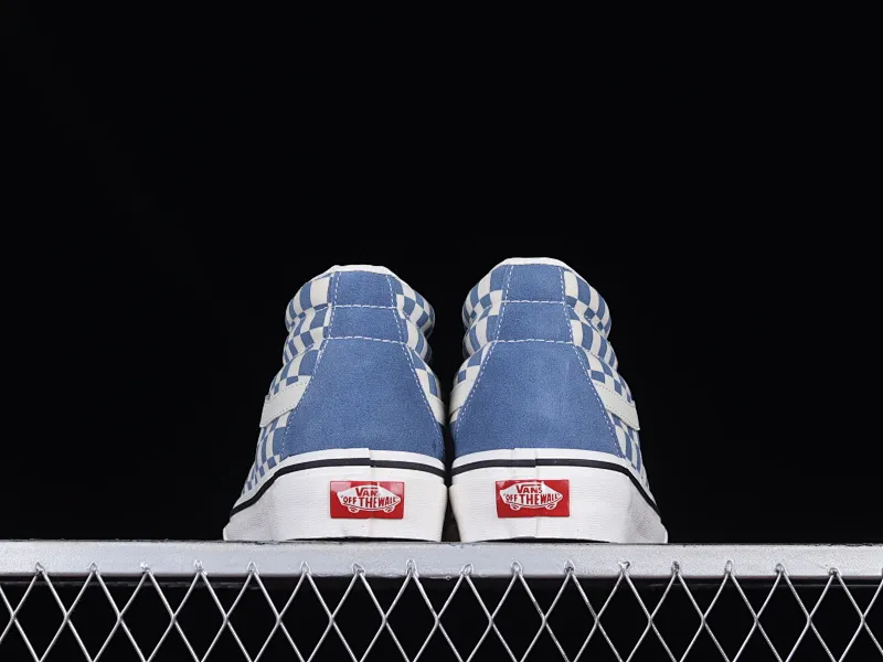 All categories Vans Vans series Vans Mid Vans Sk8-Mid Vans official haze blue checkerboard retro mid-top canvas vulcanized skateboard shoes VN0A391FOQN